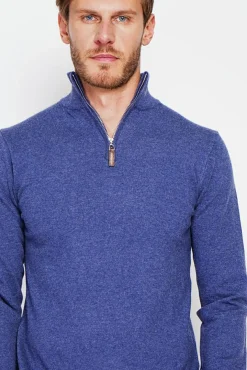 Homme C&Jo Pull col camionneur bleu jeans