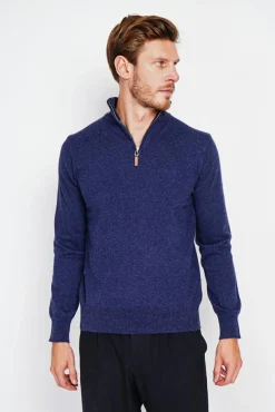 Homme C&Jo Pull col camionneur bleu nuit