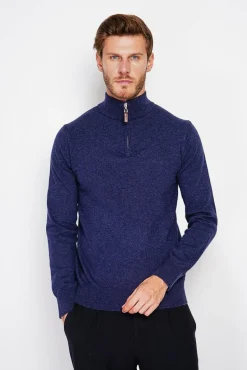 Homme C&Jo Pull col camionneur bleu nuit