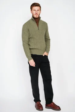 Homme C&Jo Pull col camionneur kaki