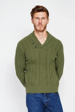 Homme C&Jo Pull col châle kaki