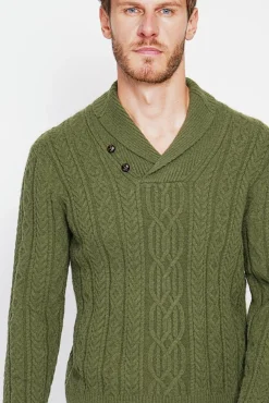 Homme C&Jo Pull col châle kaki