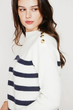 Femme C&Jo Pull col montant ajouré naturel