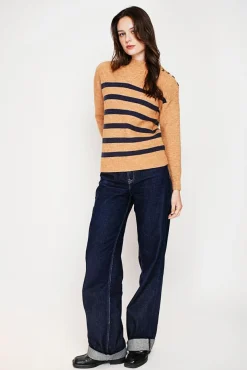 Discount C&Jo Pull col montant ajouré nougat