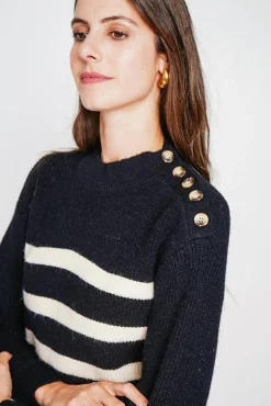 Clearance C&Jo Pull col montant ajouré noir