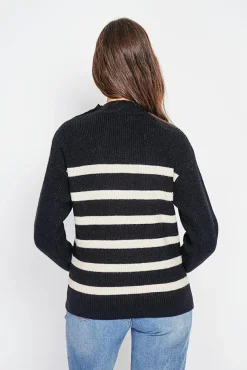 Clearance C&Jo Pull col montant ajouré noir