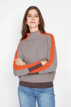 Femme C&Jo Pull col montant café