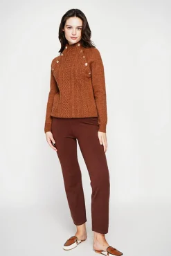 Femme C&Jo Pull col montant marron