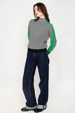 Femme C&Jo Pull col montant noir/vert