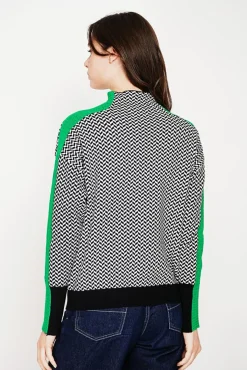 Femme C&Jo Pull col montant noir/vert