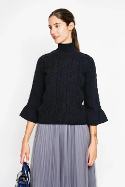 Hot Assuili Pull col montant torsadé noir