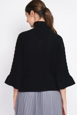 Hot Assuili Pull col montant torsadé noir