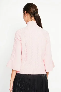 Femme Assuili Pull col montant torsadé poudre