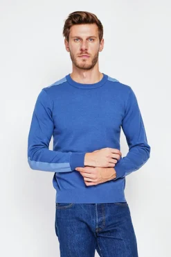 Homme C&Jo Pull col rond bleu jean