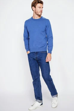 Homme C&Jo Pull col rond bleu jean