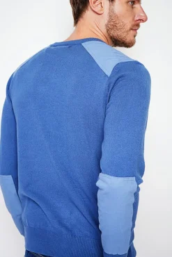 Homme C&Jo Pull col rond bleu jean