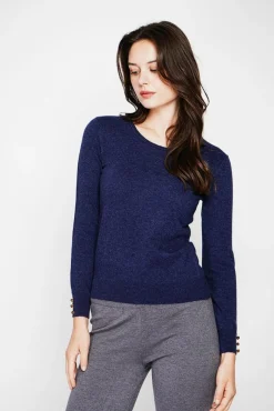 Online C&Jo Pull col rond classique bleu nuit