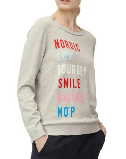Femme Marc O'Polo Pull col rond fin écriture gris