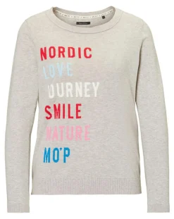 Femme Marc O'Polo Pull col rond fin écriture gris