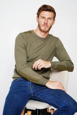 Homme C&Jo Pull col rond kaki