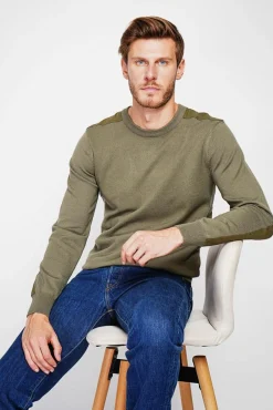Homme C&Jo Pull col rond kaki
