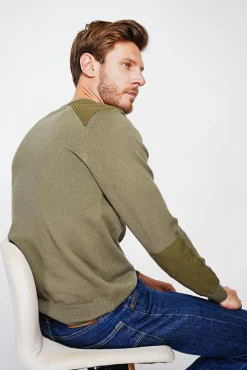 Homme C&Jo Pull col rond kaki