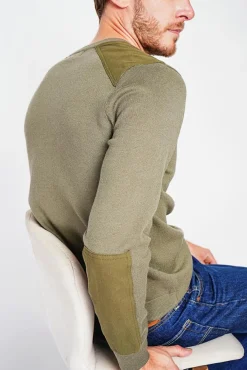 Homme C&Jo Pull col rond kaki