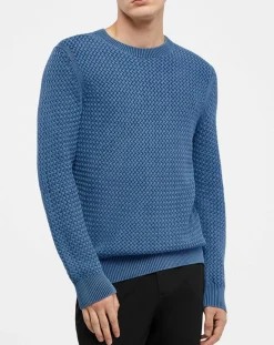 Hot Hackett London Pull col rond Texture Washed bleu moyen