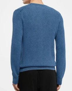 Hot Hackett London Pull col rond Texture Washed bleu moyen