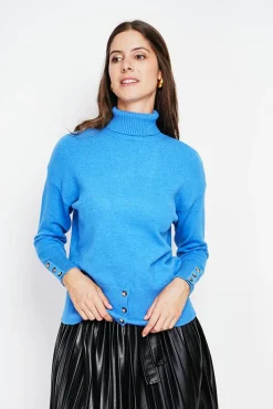 Clearance Assuili Pull col roulé azur