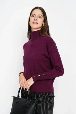 Sale Assuili Pull col roulé bordeaux