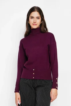 Sale Assuili Pull col roulé bordeaux