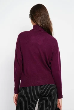 Sale Assuili Pull col roulé bordeaux
