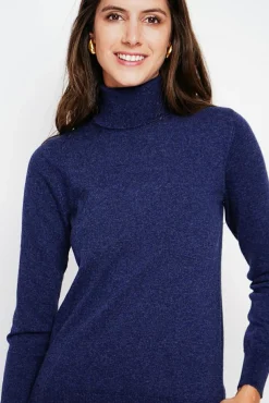 Clearance Assuili Pull col roulé classique bleu nuit