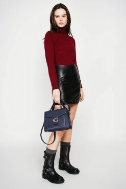 Femme C&Jo Pull col roulé classique bordeaux