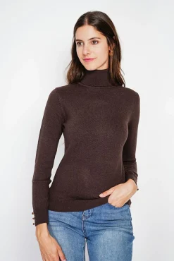 Best C&Jo Pull col roulé classique café