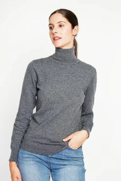 Hot Assuili Pull col roulé classique loup