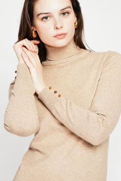 Femme C&Jo Pull col roulé classique nougat