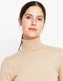 Femme Assuili Pull col roulé classique nougat