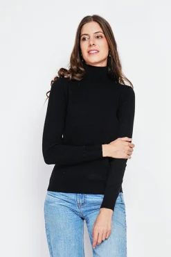 Hot Assuili Pull col roulé classique noir