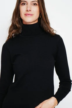Hot Assuili Pull col roulé classique noir