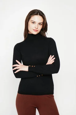 Femme C&Jo Pull col roulé classique noir