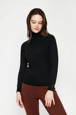 Femme C&Jo Pull col roulé classique noir
