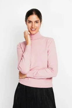 Sale Assuili Pull col roulé classique rose poudre