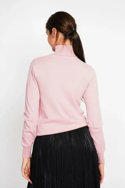 Sale Assuili Pull col roulé classique rose poudre