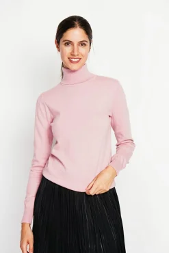 Sale Assuili Pull col roulé classique rose poudre
