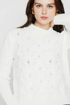 Femme C&Jo Pull col roulé croisé naturel