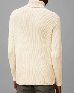 Hot Marc O'Polo Pull Col roulé côtelé Coton Organic écru