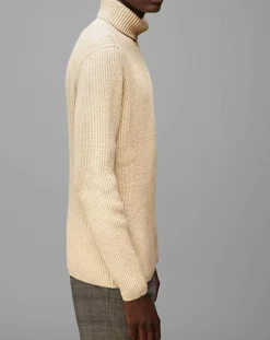 Hot Marc O'Polo Pull Col roulé côtelé Coton Organic écru