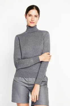 Sale Assuili Pull col roulé fourré loup